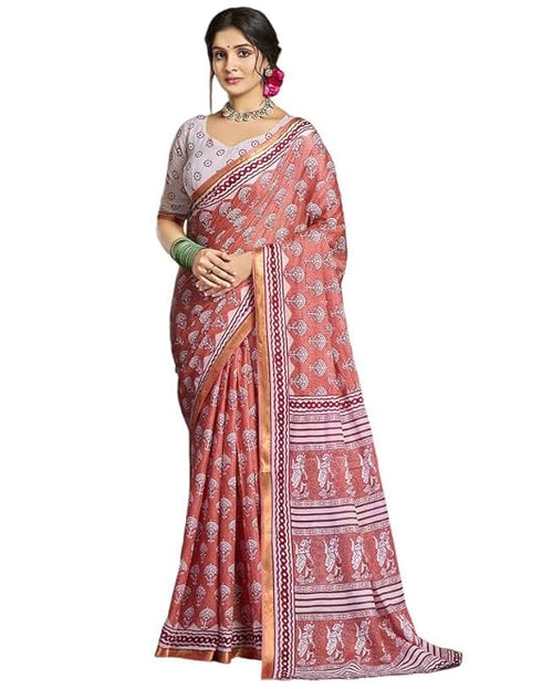 Siril Women'S Pure Cotton Saree | Printed Saree With Unstitched Blouse Piece